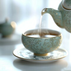 Freshly brewed hot tea. Ai generative.