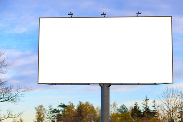 Background for design. Advertising billboard along the road in the city on a sunny day