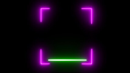 A neon scanner icon animates with a glowing, sweeping light across a barcode . Scanning the QR code icon animation on neon effect. - Powered by Adobe