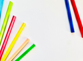 Colored pencils on a white background