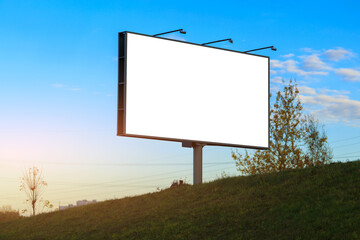 Large white billboards for outdoor advertising and information boards along the roads and on the streets of the city. 