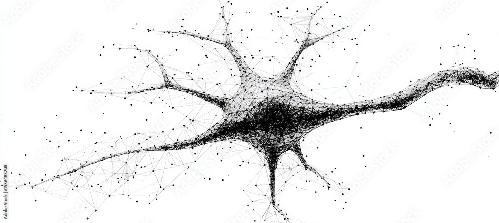 Poster low poly artistic concept of neuron neural cells communication with connection lines and structure