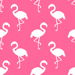 flamingo silhouette seamless pattern on pink background