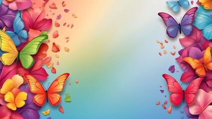 Rainbow butterfly border backgrounds insect petal.