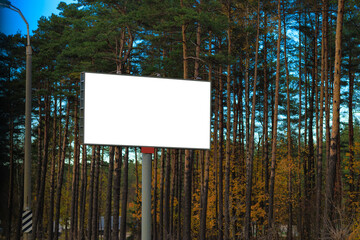 Background for design. Advertising billboard along the road in the city on a sunny day