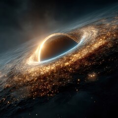 Obraz premium Cosmic Black Hole Singularity in Space with Glowing Accretion Disk space singularity glowing cosmic