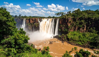 Fototapeta premium 濁流が落ちる大瀑布と濁流のエネルギー2