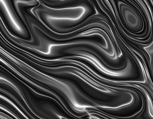 Obraz premium Flowing silver-black metal with layered fluid streaks
