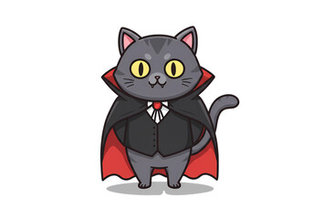 Obraz premium A Charming Vampire Cat for Halloween isolated on transparent baackground