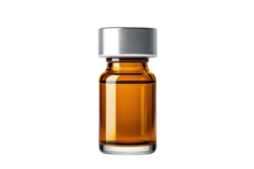 Potent elixir glowing in amber vial symbol of hope and healing with simple elegant studio lighting isolated on transparent background. Generative Ai.