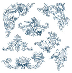 Hand drawn vector retro ornaments