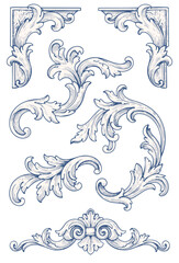 Vintage Baroque Victorian frame border flower pattern vector floral engraved scroll ornament leaf retro decorative design. filigree calligraphic heraldic shield swirl