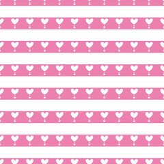 White heart pink striped seamless background

