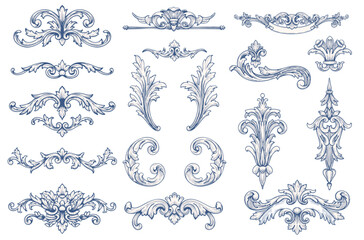 Hand drawn victorian vector retro ornaments