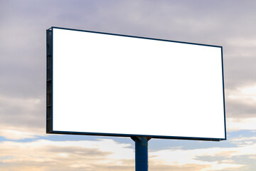 Fototapeta premium White billboard along the highway. Background for design and advertising.