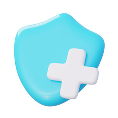 Blue shield with a white plus sign