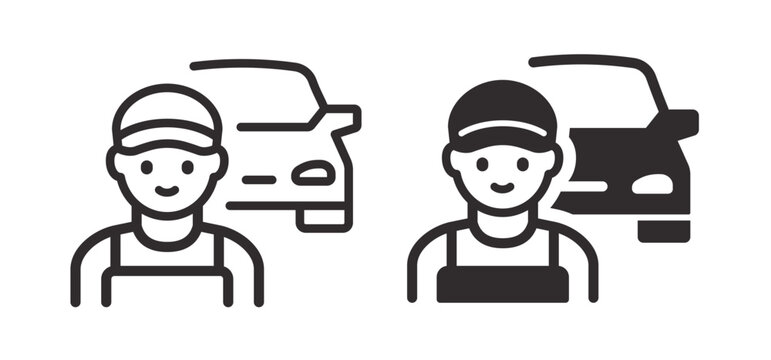 Mechanic icons. Symbol of auto repair and vehicle service. Vector illustration.
