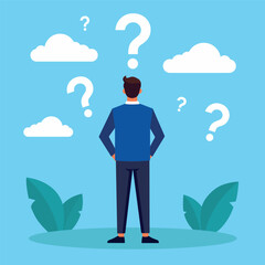 Indecisive manager cannot make decision or choosing choices. Vector flat illustration