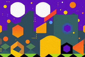 Abstract technology background. . Oil paint illustration.
