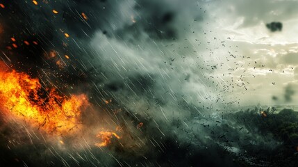 Fototapeta premium Fire rain conflict