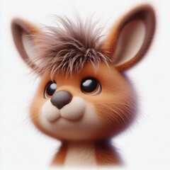3D realistic adorable fluffy funny Kangaroo expression on a white background