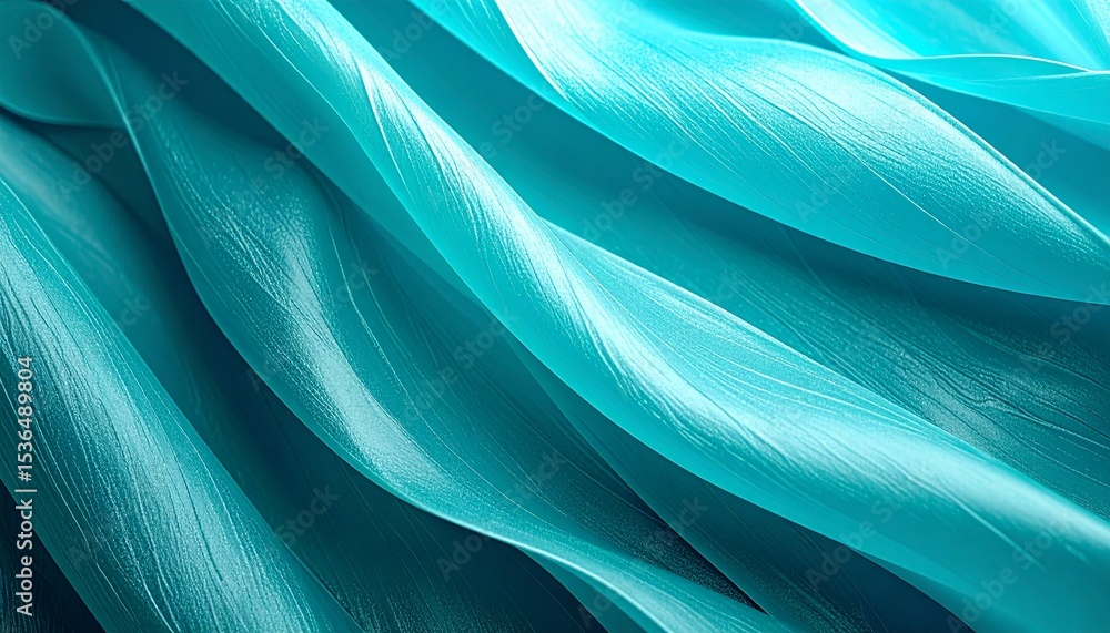 Wall mural abstract 3d background of soft waves in cyan colors