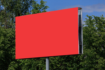 Advertising billboard along the road in the city. Background for design. 