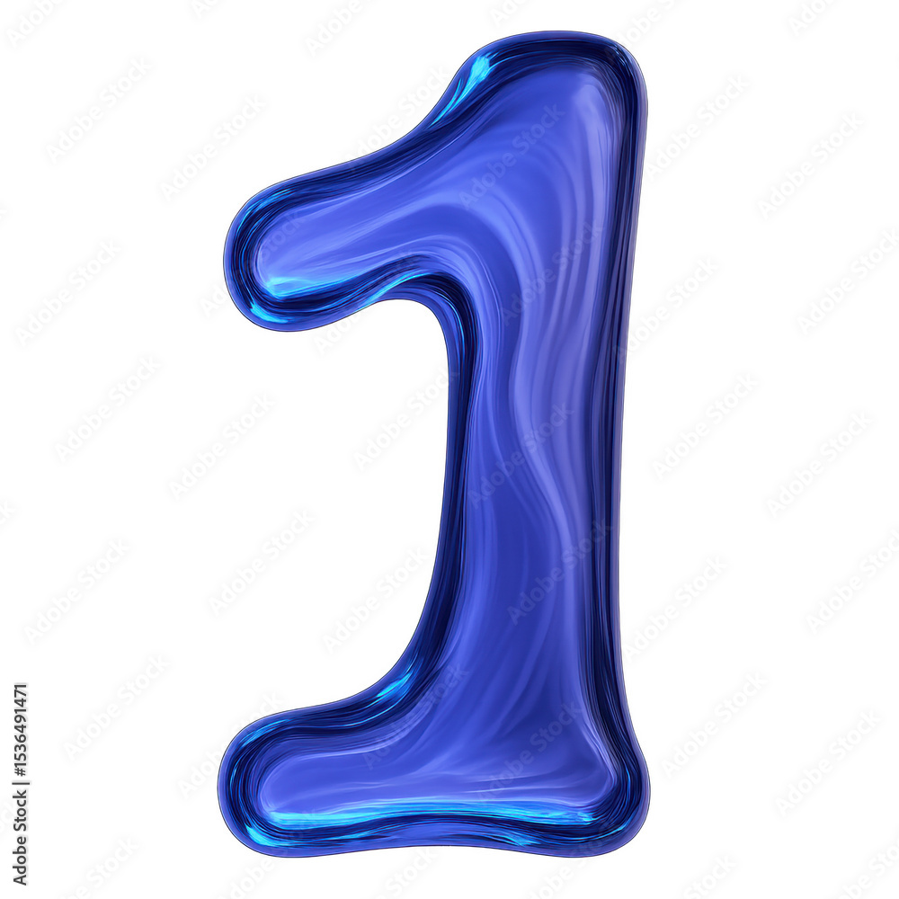 Poster shiny number 1: a captivating 3d rendering of the number 