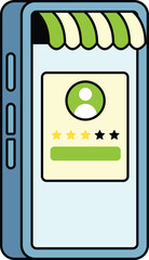 Mobile app user review with rating illustration