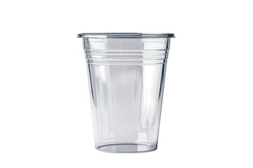 A clear disposable cup stands against the void filled with liquid ready to quench thirst in isolated on transparent background. Generative Ai.