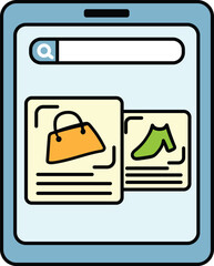 Online shopping search on tablet screen illustration