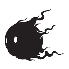 Eerie Flickering Will-o'-the-wisp Marsh Light Form Depiction, Looking Like a Small Flame in the Dark - will-o'-the-wisp silhouette - will-o'-the-wisp vector - silhouette of will-o'-the-wisp