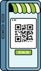 Mobile QR code payment screen illustration