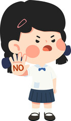 Girl Protesting with Hand Gesture