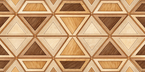Triangular wooden pattern with various shades in a geometric style  