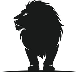 Bold lion silhouette vector artwork representing strength
