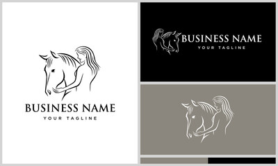 Woman  Horse Logo Design.