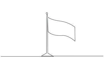 National flag on pole continuous one line drawing minimalist style isolate outline illustration