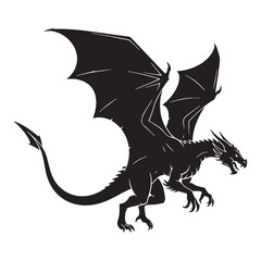 Vast Soaring Wyvern Dragon-Like Creature Shape Illustration, Gliding Quietly in the Sky - wyvern silhouette - wyvern vector - silhouette of wyvern
