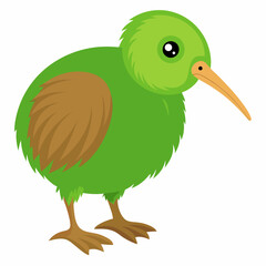 cartoon bird with green leaf