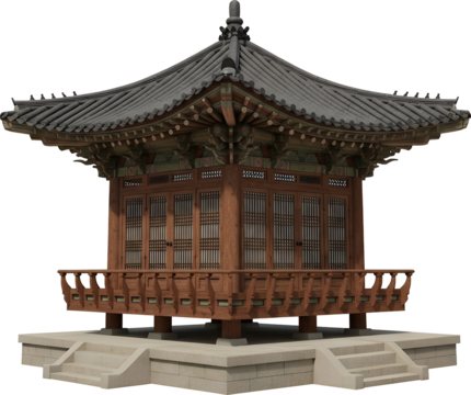한옥 정자 일러스트 : Traditional Korean Pavilion Illustration 