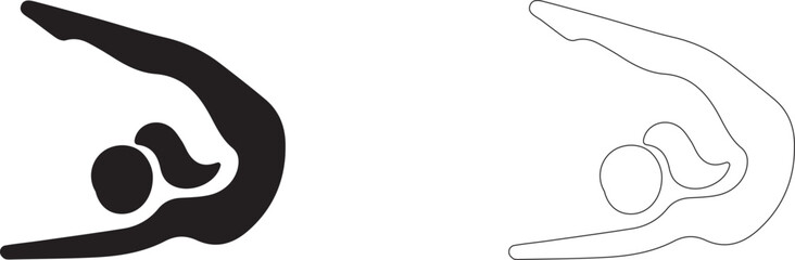 Woman doing yoga. Vector icon on white background.
