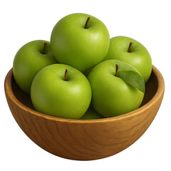 green apples in a wooden bowl