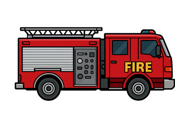 Fire Truck EMS Emergency Cartoon Toy No Background Vector