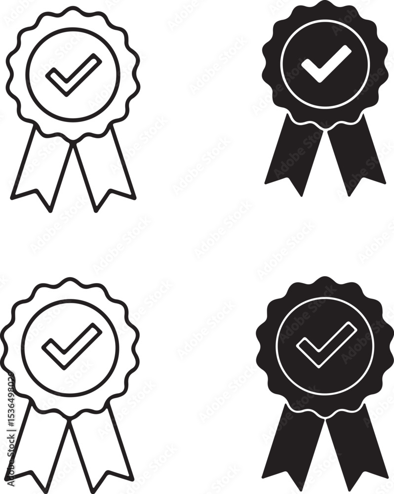 Poster collection of approval rosettes symbolic of certification and quality assurance medals promoting tru