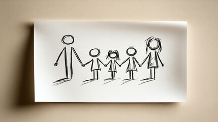 Simple family sketch unity togetherness and connection