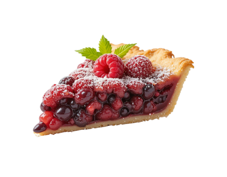 piece berry pie raspberries isolated on transparent background