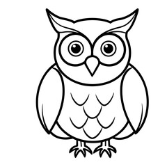 Cute Owl Sketch Outline Icon