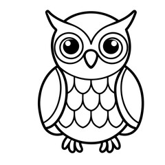 Cute Owl Sketch Outline Icon