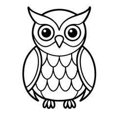 Cute Owl Sketch Outline Icon